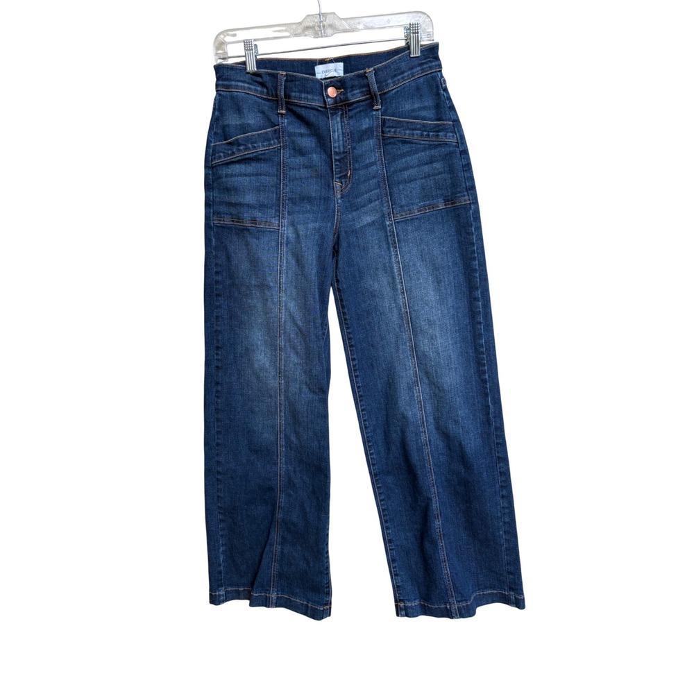 EVEREVE Women Blue High Rise Wide Leg Utility Seam Denim Jeans Size 30 - Picture 2 of 8